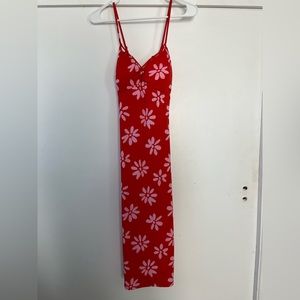 Red & Pink body on floral dress